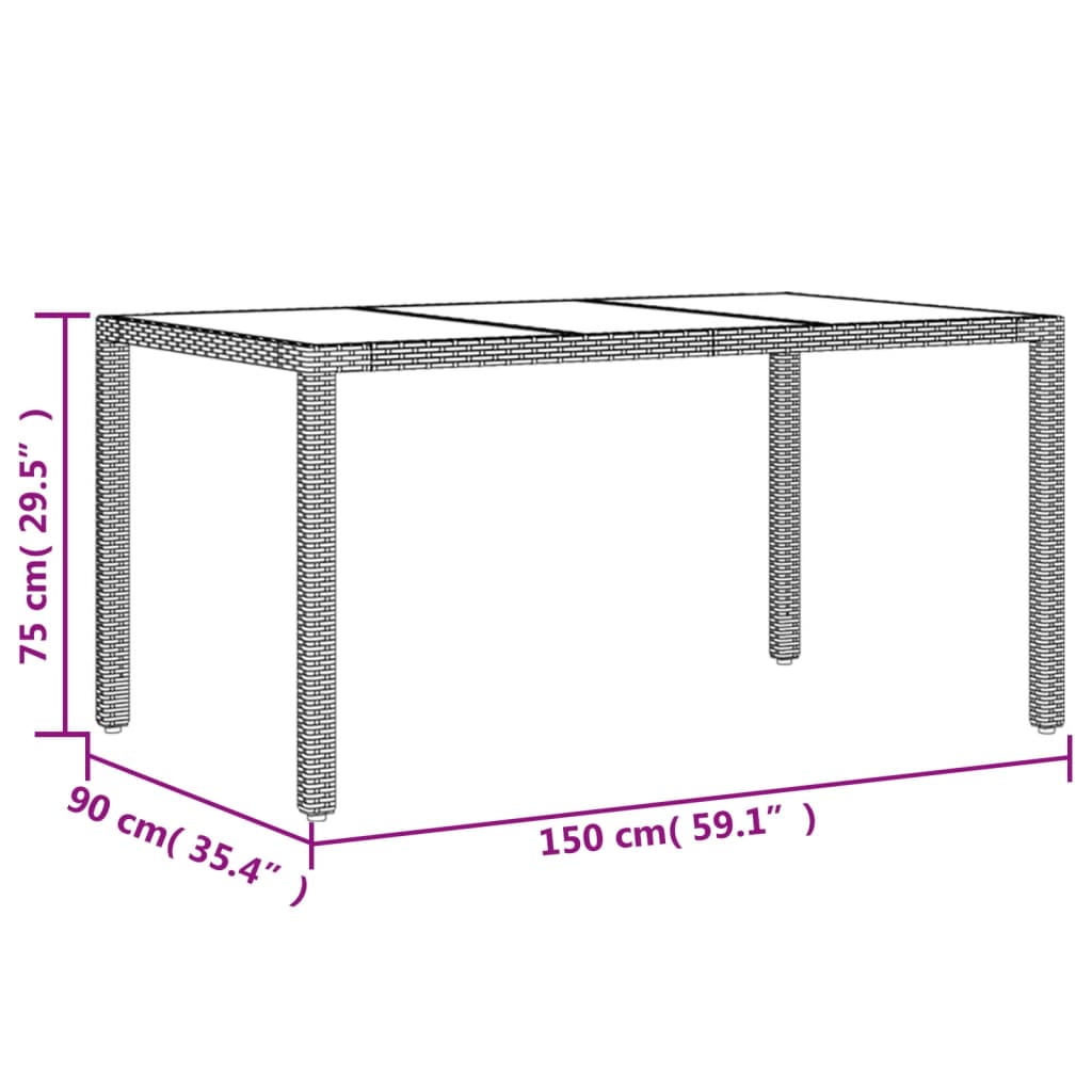 5-tlg. Garten-Essgruppe mit Kissen Weiß Poly Rattan und Glas