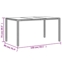 7-tlg. Garten-Essgruppe mit Kissen Weiß Poly Rattan und Glas