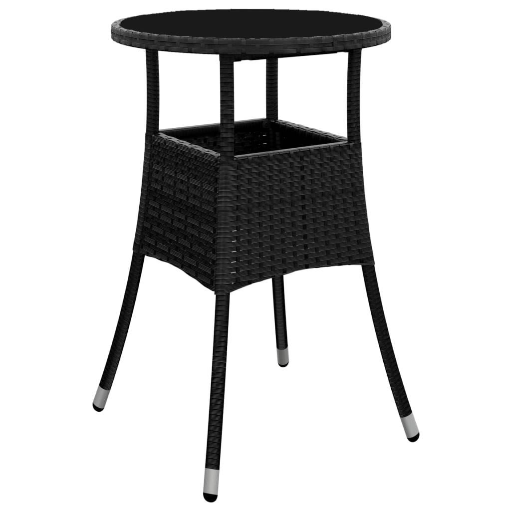 5-tlg. Garten-Essgruppe mit Kissen Schwarz Poly Rattan und Glas