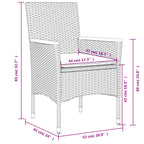 5-tlg. Garten-Essgruppe mit Kissen Schwarz Poly Rattan und Glas