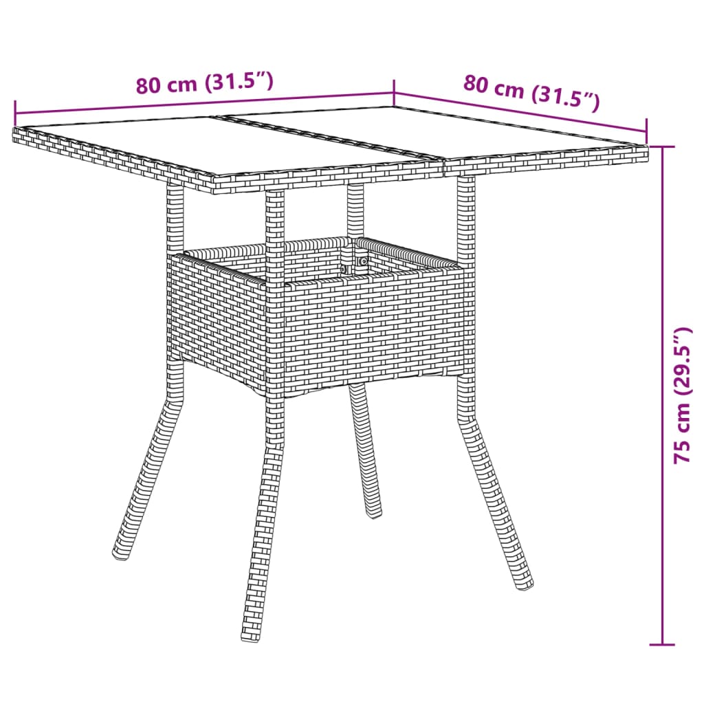 3-tlg. Garten-Essgruppe mit Kissen Schwarz Poly Rattan Akazie