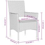 3-tlg. Garten-Essgruppe mit Kissen Beige Poly Rattan Akazie