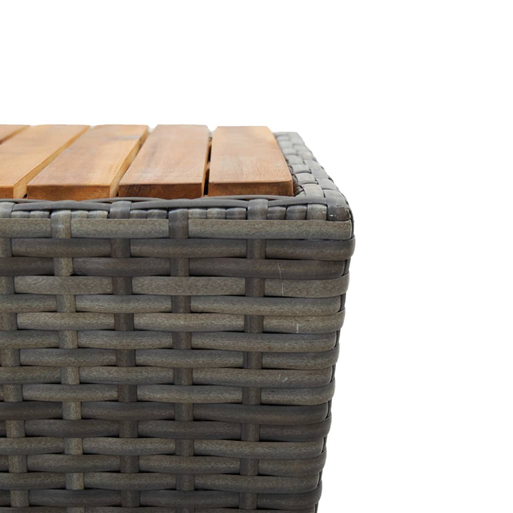 3-tlg. Bistro-Set mit Kissen Grau Poly Rattan und Glas