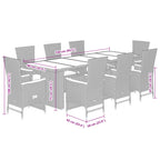 9-tlg. Garten-Essgruppe mit Kissen Schwarz Poly Rattan