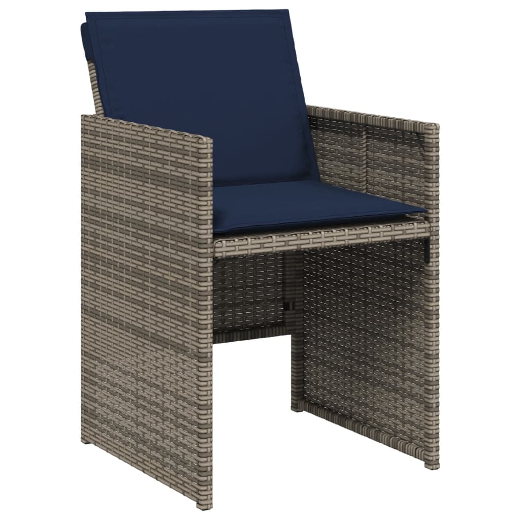 7-teiliges Garten-Ess-Set mit Kissen, grau, Polyrattan