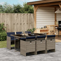 7-teiliges Garten-Ess-Set mit Kissen, grau, Polyrattan