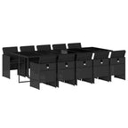 11-tlg. Garten-Essgruppe mit Kissen Schwarz Poly Rattan
