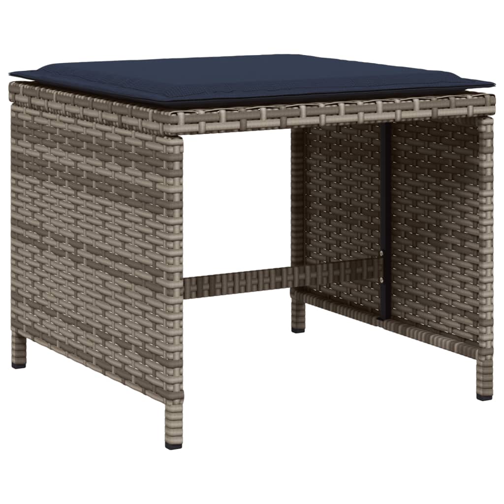 9-teiliges Garten-Ess-Set mit Kissen, grau, Polyrattan