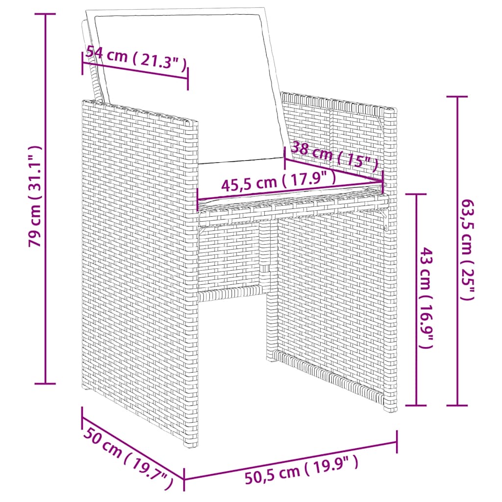 9-tlg. Garten-Essgruppe mit Kissen Beigemischung Poly Rattan