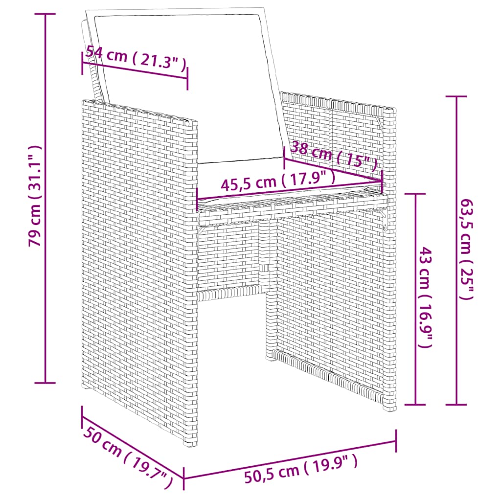 15-tlg. Garten-Essgruppe mit Kissen Hellgrau Poly Rattan