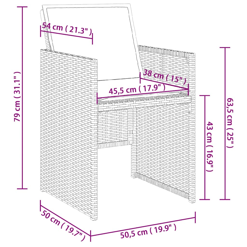 15-tlg. Garten-Essgruppe mit Kissen Beige Poly Rattan