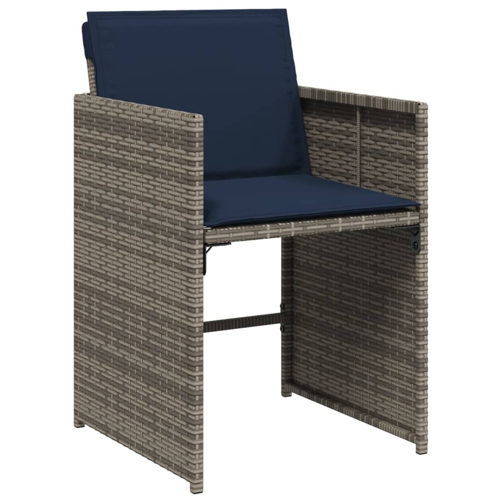 5-teiliges Garten-Ess-Set mit Kissen, grau, Polyrattan