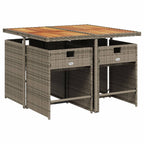 5-teiliges Garten-Ess-Set mit Kissen, grau, Polyrattan