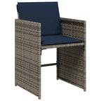 9-teiliges Garten-Ess-Set mit Kissen, grau, Polyrattan