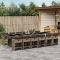 13-tlg. Garten-Essgruppe mit Kissen Grau Poly Rattan