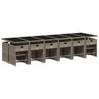 17-teiliges Garten-Ess-Set mit Kissen, grau, Polyrattan