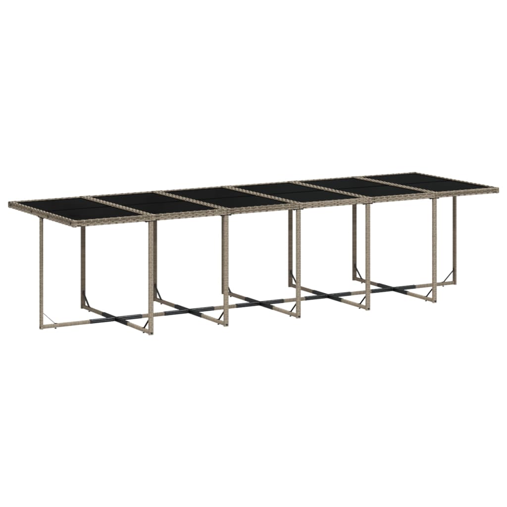 17-teiliges Garten-Ess-Set mit Kissen, grau, Polyrattan