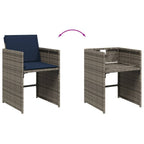 15-teiliges Garten-Ess-Set mit Kissen, grau, Polyrattan