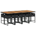 9-tlg. Garten-Essgruppe mit Kissen Schwarz Poly Rattan