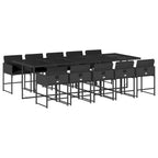 11-tlg. Garten-Essgruppe mit Kissen Schwarz Poly Rattan