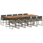 11-tlg. Garten-Essgruppe mit Kissen Grau Poly Rattan