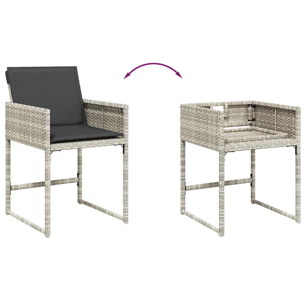 9-tlg. Garten-Essgruppe mit Kissen Hellgrau Poly Rattan