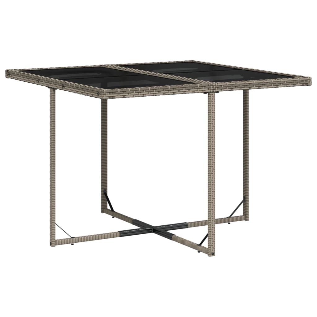 9-teiliges Garten-Ess-Set mit Kissen, grau, Polyrattan
