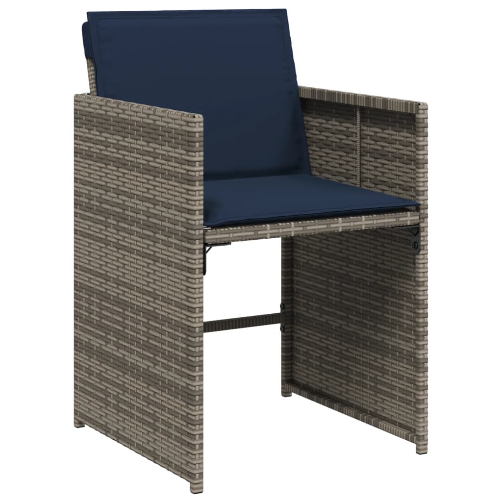 9-teiliges Garten-Ess-Set mit Kissen, grau, Polyrattan