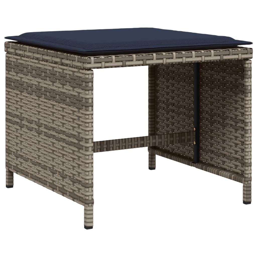 9-teiliges Garten-Ess-Set mit Kissen, grau, Polyrattan