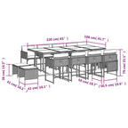 13-tlg. Garten-Essgruppe mit Kissen Beigemischung Poly Rattan