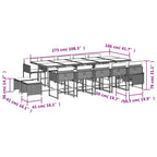 15-tlg. Garten-Essgruppe mit Kissen Beige Poly Rattan