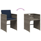 15-teiliges Garten-Ess-Set mit Kissen, grau, Polyrattan