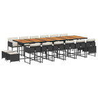 17-tlg. Garten-Essgruppe mit Kissen Schwarz Poly Rattan