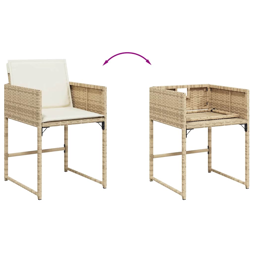 13-tlg. Garten-Essgruppe mit Kissen Beige Poly Rattan