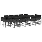 15-tlg. Garten-Essgruppe mit Kissen Schwarz Poly Rattan