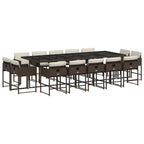 15-tlg. Garten-Essgruppe mit Kissen Braun Poly Rattan