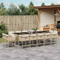 15-tlg. Garten-Essgruppe mit Kissen Beige Poly Rattan