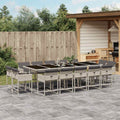15-tlg. Garten-Essgruppe mit Kissen Hellgrau Poly Rattan