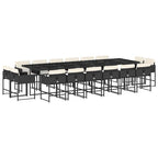 17-tlg. Garten-Essgruppe mit Kissen Schwarz Poly Rattan