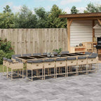 17-tlg. Garten-Essgruppe mit Kissen Beigemischung Poly Rattan
