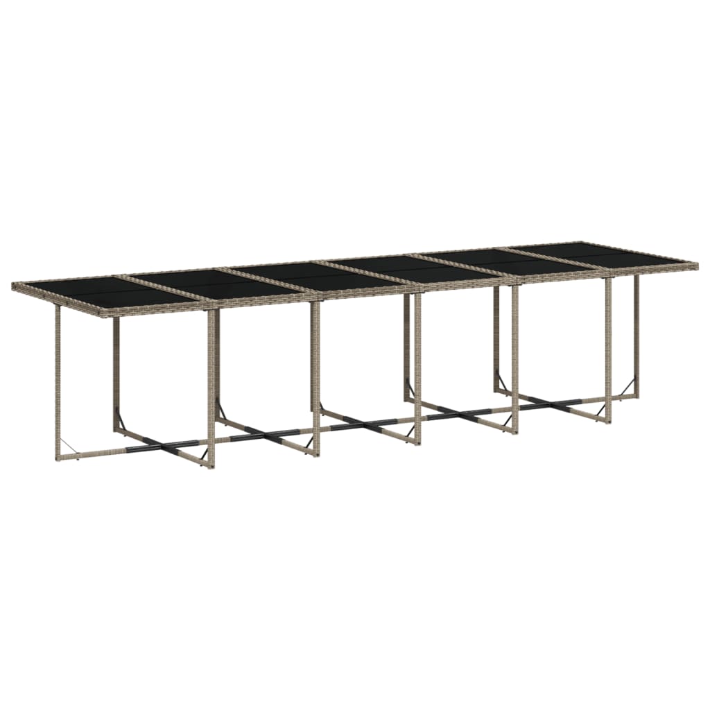 17-teiliges Garten-Ess-Set mit Kissen, grau, Polyrattan