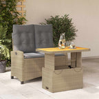 2-tlg. Garten-Essgruppe mit Kissen Beige Poly Rattan