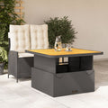 2-tlg. Garten-Essgruppe mit Kissen Schwarz Poly Rattan