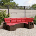 6-teiliges Gartensofa-Set mit Kissen, braun, Polyrattan