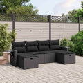 6-tlg. Garten-Sofagarnitur mit Kissen Schwarz Poly Rattan