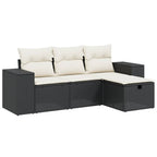 4-tlg. Garten-Sofagarnitur mit Kissen Schwarz Poly Rattan