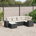 6-tlg. Garten-Sofagarnitur mit Kissen Schwarz Poly Rattan