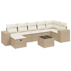 8-tlg. Garten-Sofagarnitur mit Kissen Beige Poly Rattan