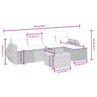 6-tlg. Garten-Sofagarnitur mit Kissen Grau Poly Rattan