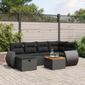 7-tlg. Garten-Sofagarnitur mit Kissen Schwarz Poly Rattan